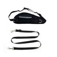 Two Hooks/Clips Adjustable Dog Leash with Waist Bag Hands Free